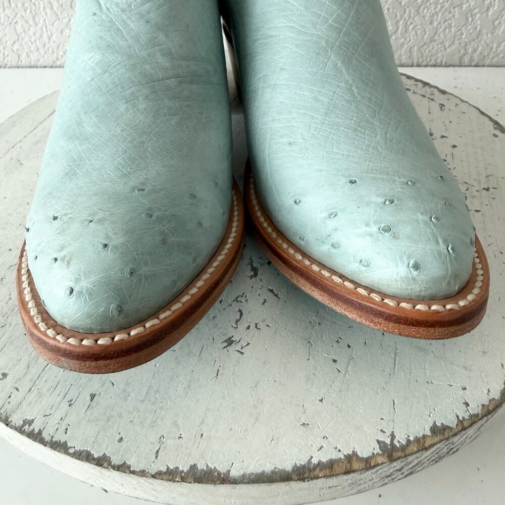 Lane Plain Jane Mule Womens Blue Ostrich Leather Cowboy Boots Western Size  7.5 - Picture 7 of 12
